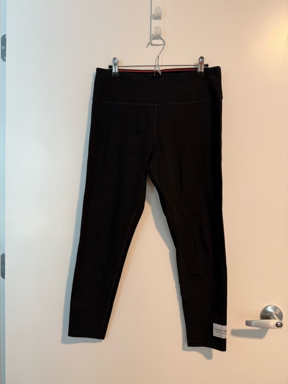 Calvin Klein Black Leggings with Red Waist Trim